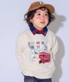 ベビー服 男の子 子ども服 こども キッズ 乗り物 ロンドンバス ワッペン 刺繍 海外 プリント アイボリー(12) モデル画像1