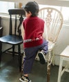ベビー服 男の子 電車 はたらく車 乗り物ワッペン ニットキルトジャケット レッド(03) モデル画像2