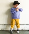 ベビー服 男の子 子ども服 こども キッズストレッチ ツイルニット 乗り物 ロゴ 折り返し 2way ロングパンツ イエロー(04) モデル画像アップ