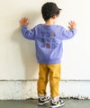 ベビー服 男の子 子ども服 こども キッズストレッチ ツイルニット 乗り物 ロゴ 折り返し 2way ロングパンツ イエロー(04) モデル画像全身