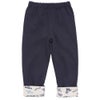 ベビー服 男の子 子ども服 こども キッズストレッチ ツイルニット 乗り物 ロゴ 折り返し 2way ロングパンツ ネイビー(06) 正面