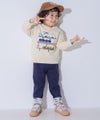 ベビー服 男の子 子ども服 こども キッズストレッチ ツイルニット 乗り物 ロゴ 折り返し 2way ロングパンツ ネイビー(06) モデル画像2