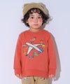 ベビー服 男の子 子ども服 こども キッズ 飛行機 カラフル 恐竜 ワッペン 刺繍 裏毛トレーナー オレンジ(07) モデル画像1