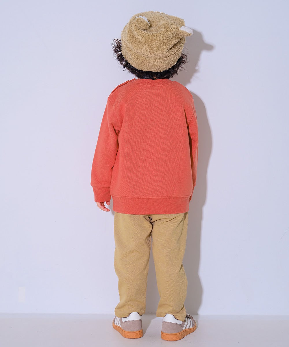ベビー服 男の子 子ども服 こども キッズ 飛行機 カラフル 恐竜 ワッペン 刺繍 裏毛トレーナー オレンジ(07) モデル画像3