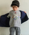 ベビー服 男の子 子ども服 こども キッズ 飛行機 カラフル 恐竜 ワッペン 刺繍 裏毛トレーナー 杢ｸﾞﾚｰ(92) モデル画像2