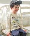 ベビー服 男の子 子ども服 こども キッズ 電車 刺繍 飛行機 乗り物 ワッペン 長そで ロンT オフホワイト(11) モデル画像全身