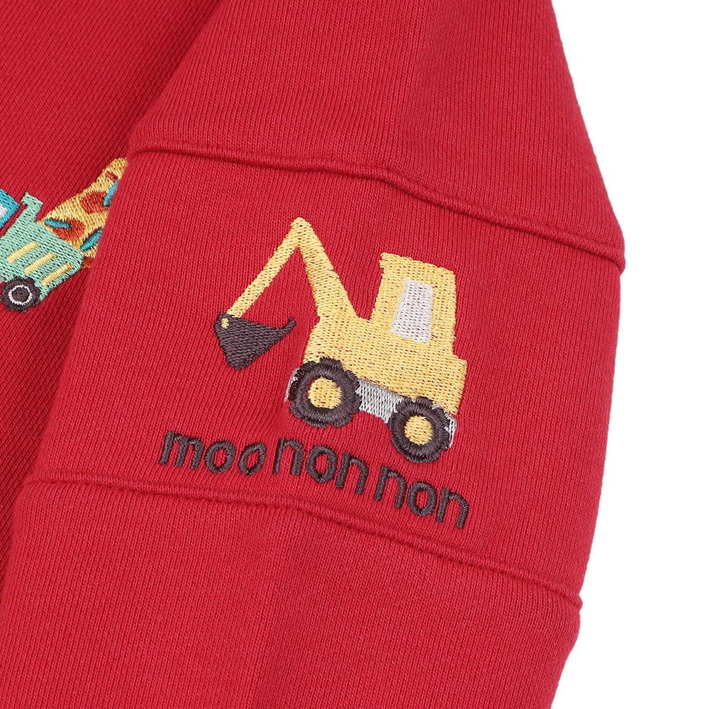 ベビー服 男の子 はたらく車 ショベルカー ハンバーガー ロゴ刺繍 乗り物 裏毛トレーナー レッド(03) デザインポイント2