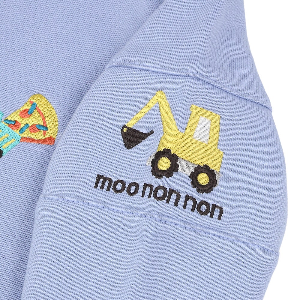 ベビー服 男の子 はたらく車 ショベルカー ハンバーガー ロゴ刺繍 乗り物 裏毛トレーナー ブルー(61) デザインポイント2