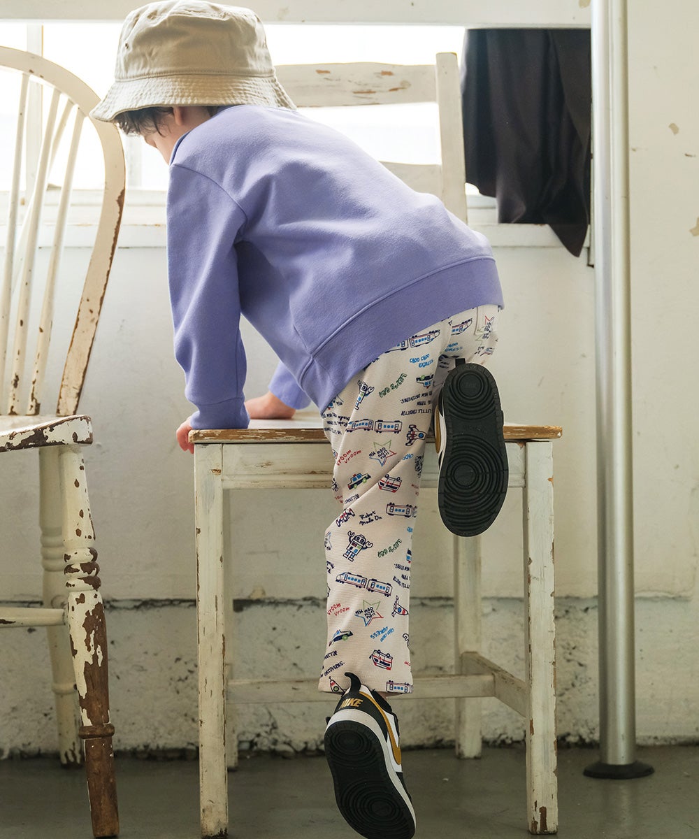 ベビー服 男の子 ストレッチ オリジナルプリント 乗り物 ロボット レギンスパンツ アイボリー(12) モデル画像3