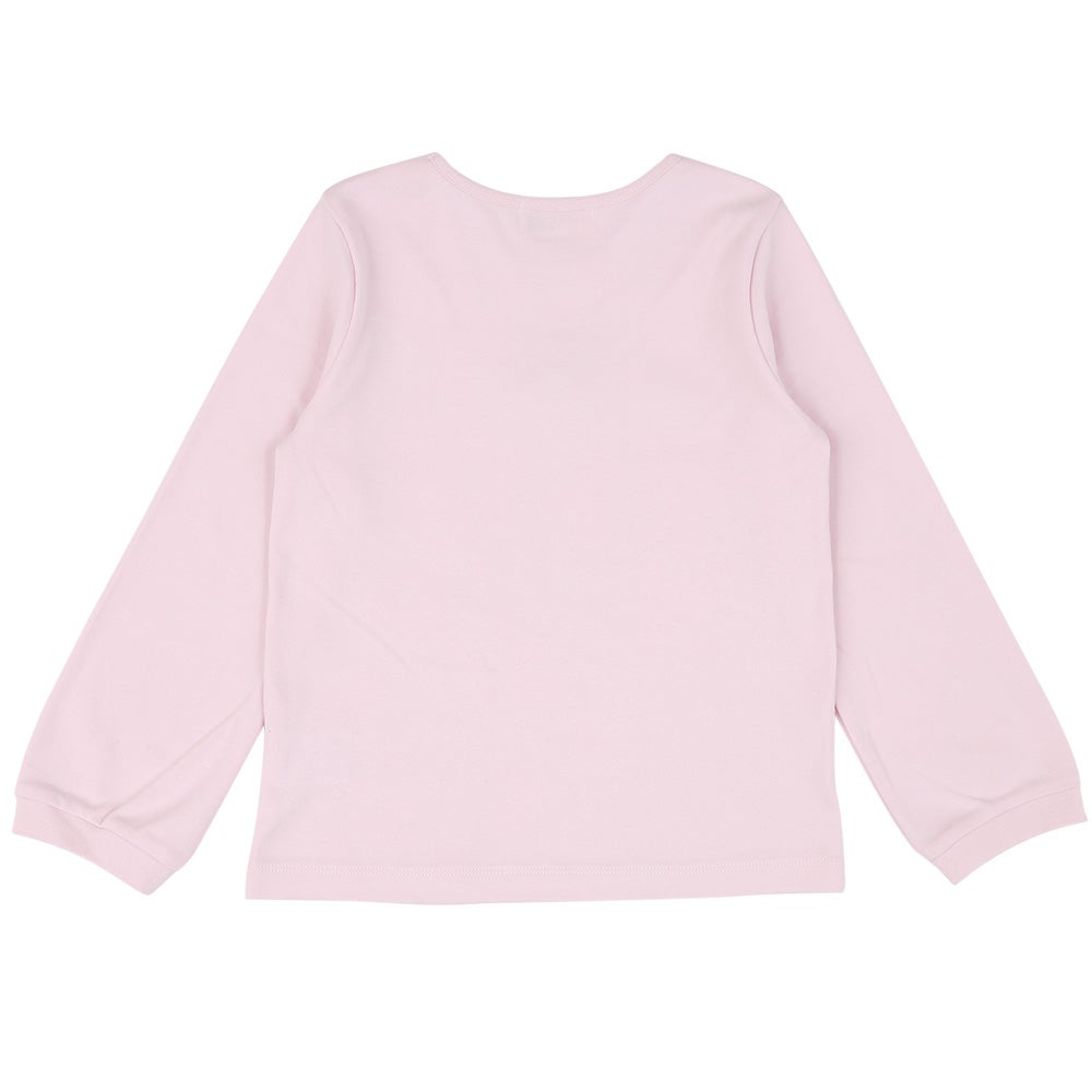 ベビー服 女の子 綿100％ リボンつきドレスミラープリント Tシャツ ピンク(02) 背面