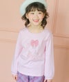 ベビー服 女の子 綿100％ リボンつきドレスミラープリント Tシャツ ピンク(02) モデル画像アップ