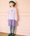 ベビー服 女の子 綿100％ リボンつきドレスミラープリント Tシャツ ピンク(02) モデル画像2