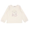 ベビー服 女の子 綿100％ リボンつきドレスミラープリント Tシャツ オフホワイト(11) 正面
