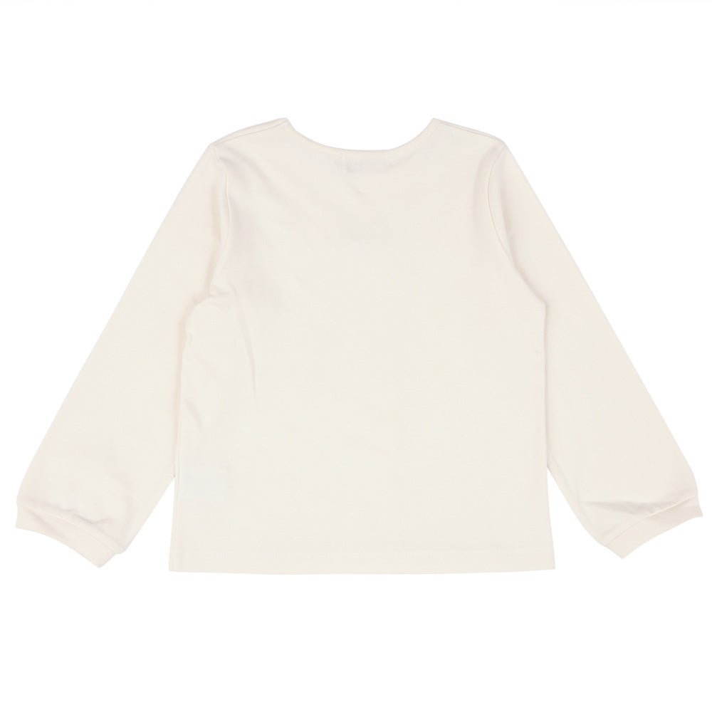ベビー服 女の子 綿100％ リボンつきドレスミラープリント Tシャツ オフホワイト(11) 背面