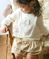 ベビー服 女の子 綿100％ リボンつきドレスミラープリント Tシャツ オフホワイト(11) モデル画像1