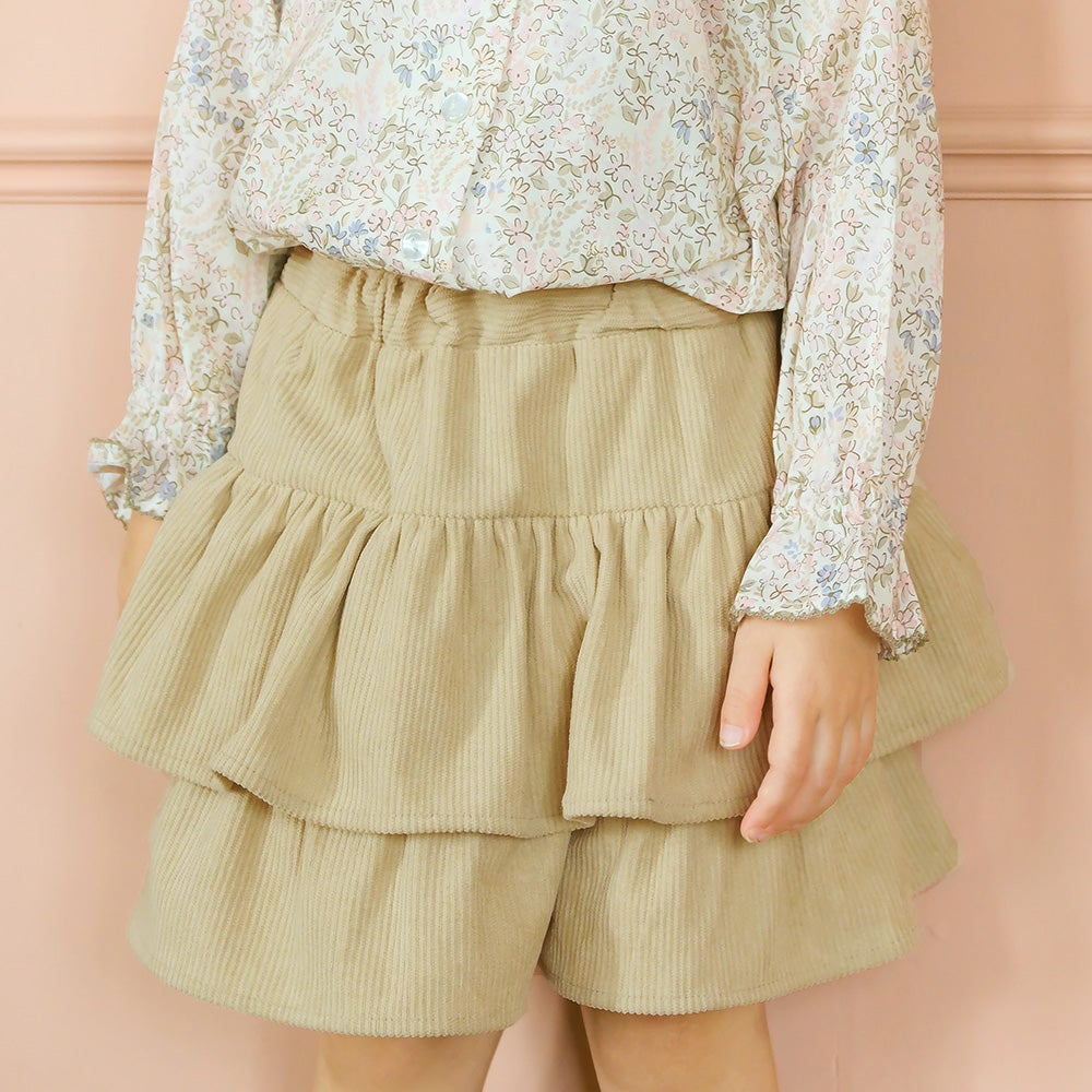 ベビー服 女の子 ギャザーフリル コーデュロイキュロットパンツ