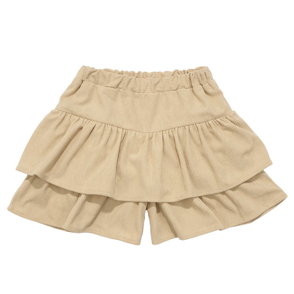 ベビー服 女の子 ギャザーフリル コーデュロイキュロットパンツ ベージュ(51) 正面