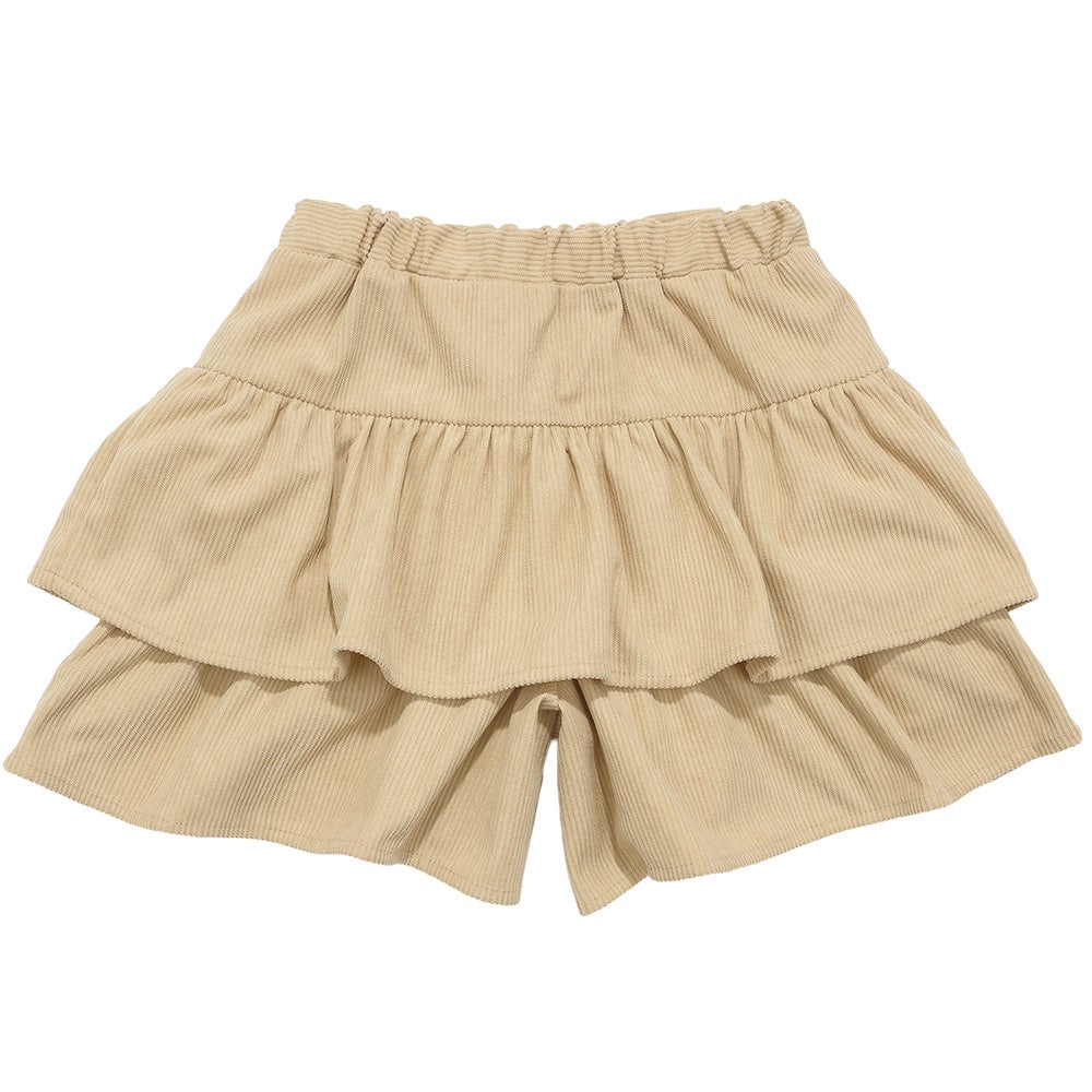 ベビー服 女の子 ギャザーフリル コーデュロイキュロットパンツ ベージュ(51) 背面