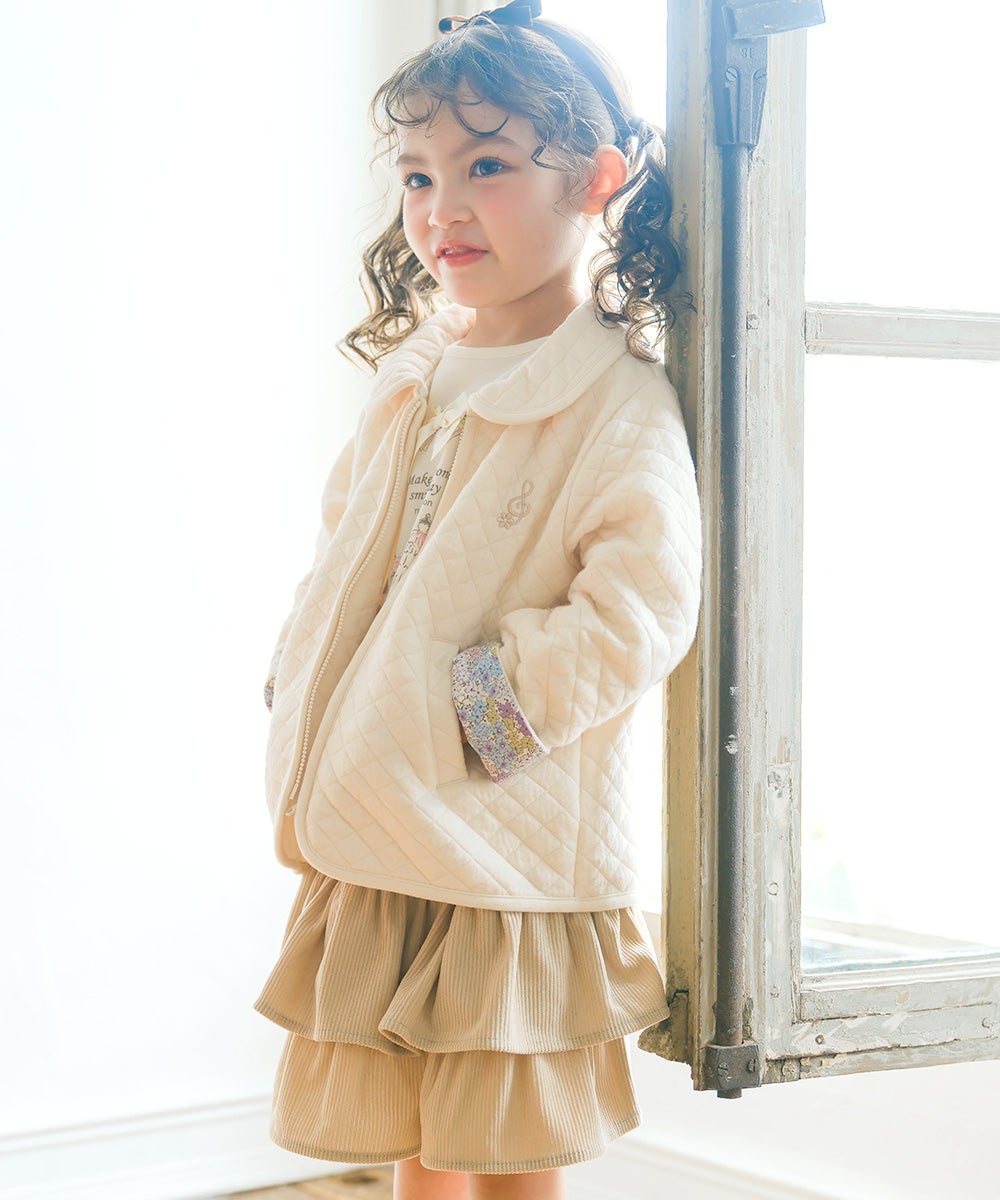 ベビー服 女の子 ギャザーフリル コーデュロイキュロットパンツ ベージュ(51) モデル画像4