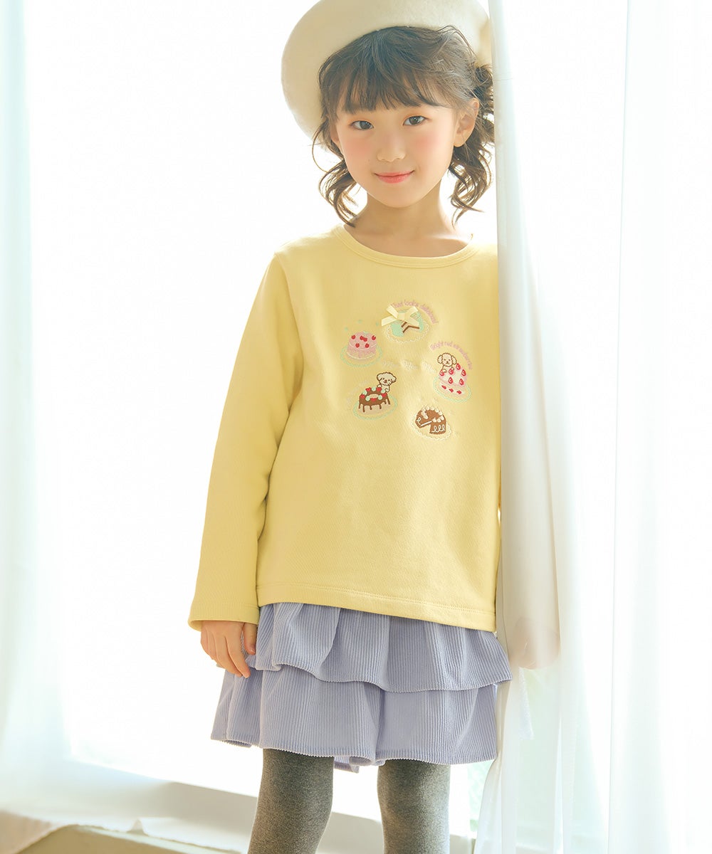 ベビー服 女の子 ギャザーフリル コーデュロイキュロットパンツ ブルー(61) モデル画像全身