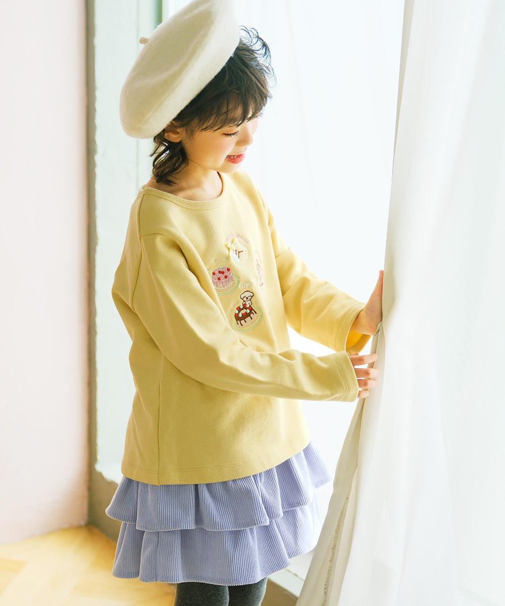 ベビー服 女の子 ギャザーフリル コーデュロイキュロットパンツ ブルー(61) モデル画像1
