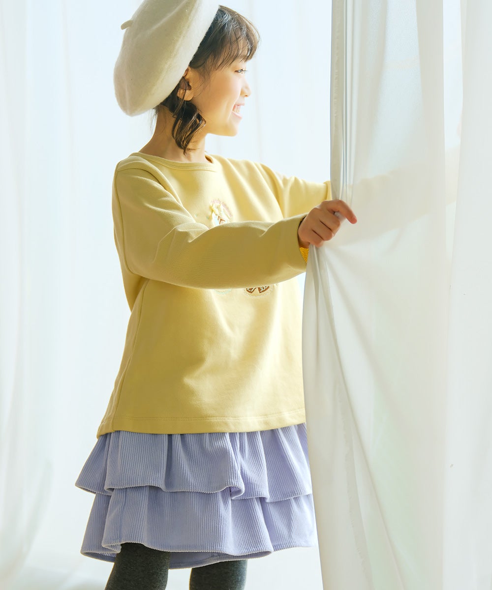 ベビー服 女の子 ギャザーフリル コーデュロイキュロットパンツ ブルー(61) モデル画像3