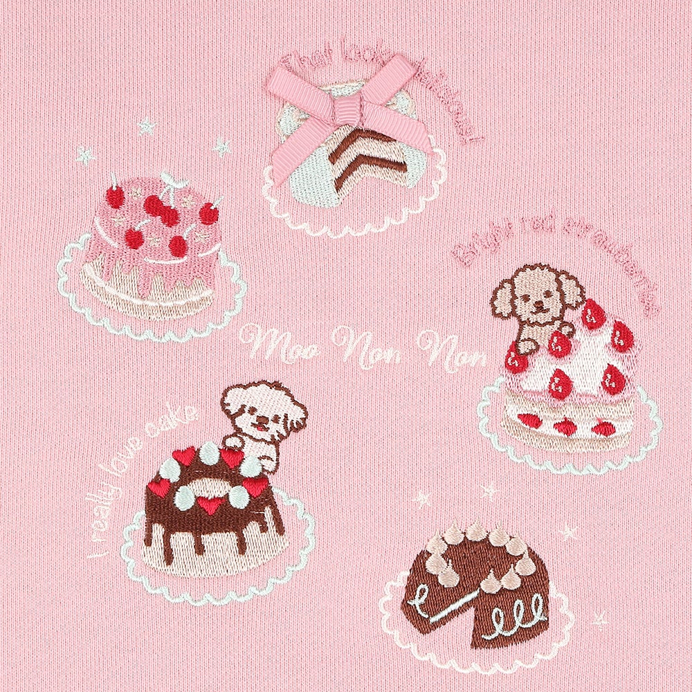 ベビー服 女の子 スイーツ刺繍 バックリボンつきトレーナー ピンク(02) デザインポイント1