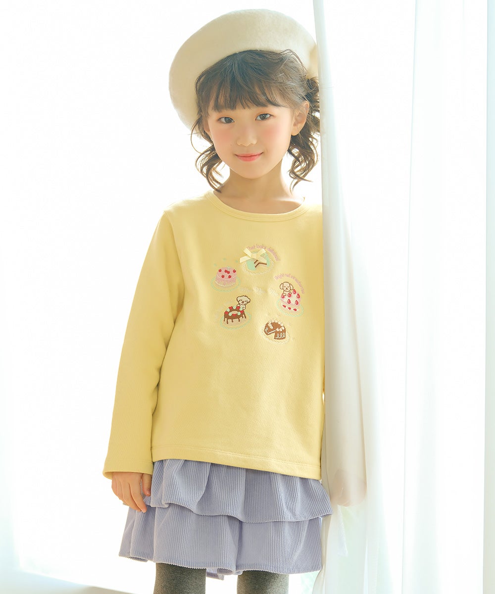 ベビー服 女の子 スイーツ刺繍 バックリボンつきトレーナー イエロー(04) モデル画像2