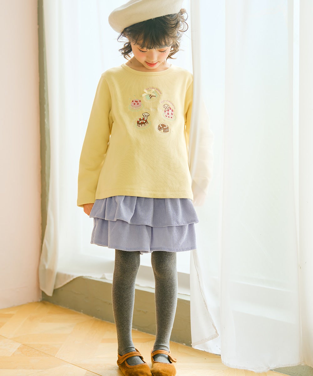 ベビー服 女の子 スイーツ刺繍 バックリボンつきトレーナー イエロー(04) モデル画像3