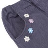 ベビー服 女の子 お花モチーフ ポケットつき ストレッチ デニムツイルパンツ ネイビー(06) デザインポイント1