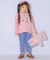 ベビー服 女の子 お花モチーフ ポケットつき ストレッチ デニムツイルパンツ ブルー(61) モデル画像1