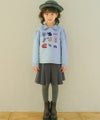 ベビー服 女の子 ロンドンモチーフ 刺繍 リボン 裏毛トレーナー ブルー(61) モデル画像1
