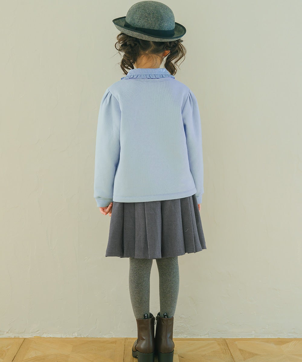ベビー服 女の子 ロンドンモチーフ 刺繍 リボン 裏毛トレーナー ブルー(61) モデル画像2
