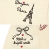 子供服 女の子 エッフェル塔 ロゴ リボン 刺繍 裏毛トレーナー アイボリー(12) デザインポイント1