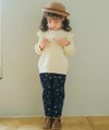 ベビー服 女の子 音符＆ブランドロゴ オリジナルプリント レギンスパンツ ネイビー(06) モデル画像アップ