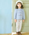 ベビー服 女の子 音符＆ブランドロゴ オリジナルプリント レギンスパンツ アイボリー(12) モデル画像全身