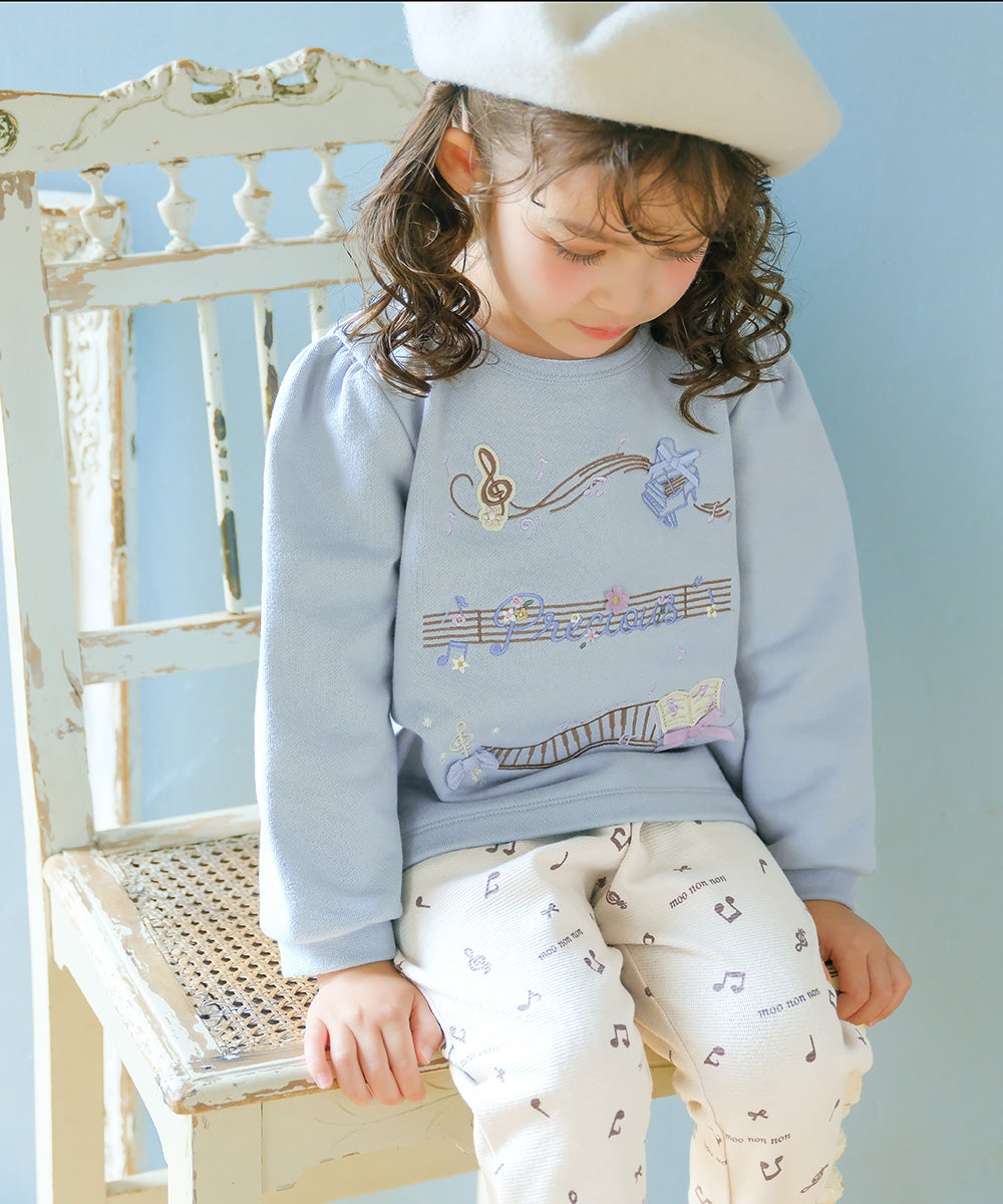 ベビー服 女の子 音符＆ブランドロゴ オリジナルプリント レギンスパンツ アイボリー(12) モデル画像2