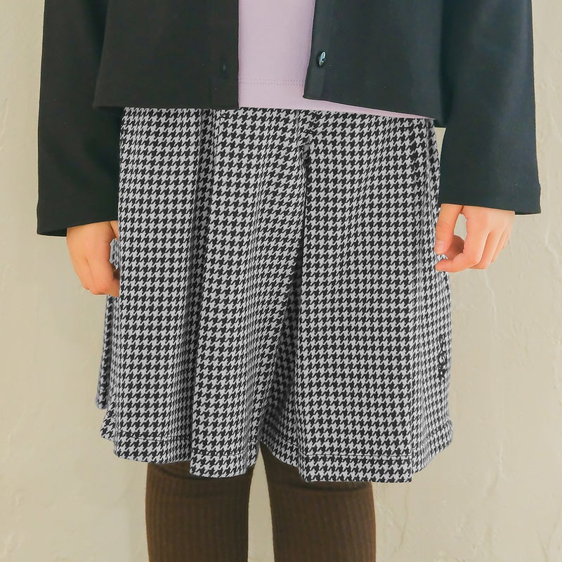 子供服 女の子 千鳥柄 音符刺繍 キュロットパンツ