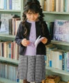 子供服 女の子 千鳥柄 音符刺繍 キュロットパンツ ホワイト×ブラック(10) モデル画像1