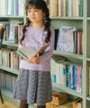 子供服 女の子 千鳥柄 音符刺繍 キュロットパンツ ホワイト×ブラック(10) モデル画像2