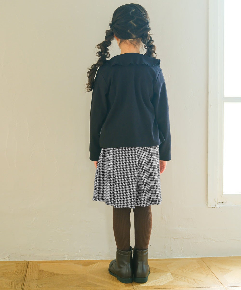 子供服 女の子 千鳥柄 音符刺繍 キュロットパンツ ホワイト×ブラック(10) モデル画像4
