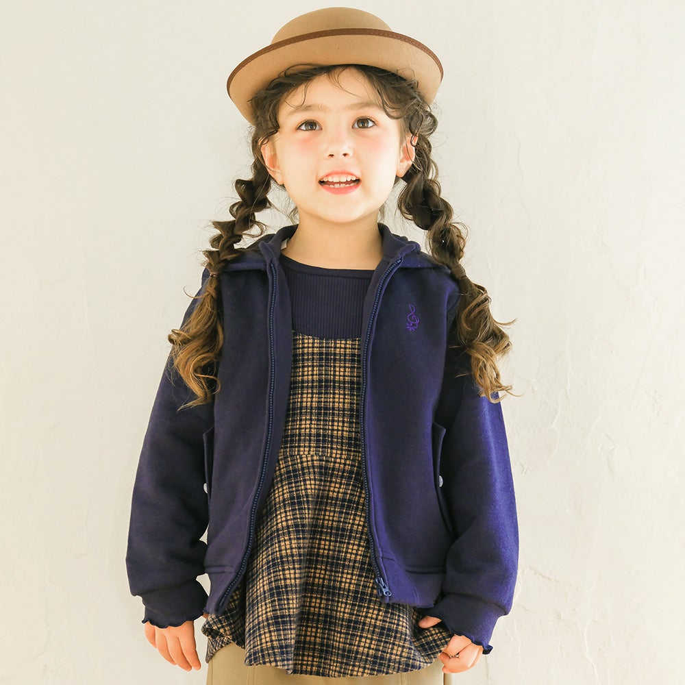 フード取り外し可能 音符刺繍 裏起毛パーカー｜ベビー・子供服 通販