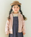 ベビー服 女の子 フード取り外し可能 音符刺繍 裏起毛パーカー ピンク(02) モデル画像アップ