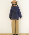 ベビー服 女の子 フード取り外し可能 音符刺繍 裏起毛パーカー ネイビー(06) モデル画像全身