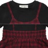 子供服 女の子 チェック柄キャミソール重ね着風 AラインTシャツ レッド(03) デザインポイント1