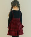 子供服 女の子 チェック柄キャミソール重ね着風 AラインTシャツ レッド(03) モデル画像3