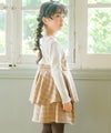 子供服 女の子 チェック柄キャミソール重ね着風 AラインTシャツ ベージュ(51) モデル画像3