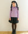 子供服 女の子 リボン柄 インパンツ付き バルーンスカート ブラック(00) モデル画像全身