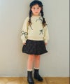 子供服 女の子 リボン柄 インパンツ付き バルーンスカート ブラック(00) モデル画像3