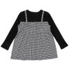 ベビー服 女の子 千鳥柄 キャミソール重ね着風 音符刺繍 AラインTシャツ ホワイト×ブラック(10) 背面